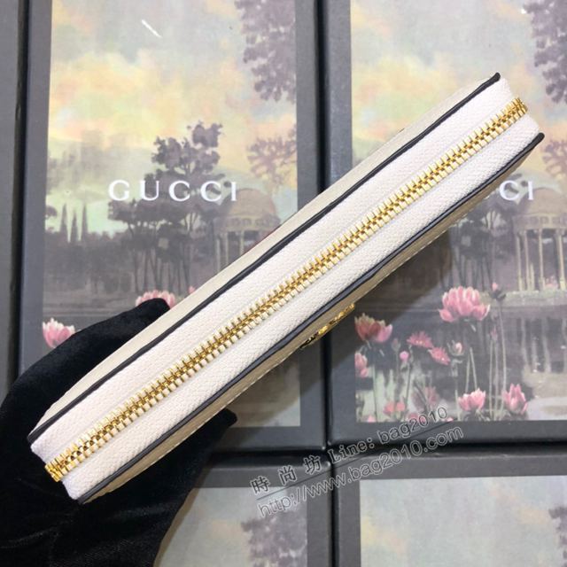 Gucci包 古馳錢包 523154花膠米白皮 Gucci最新款印花圖案 Ophidia系列 Gucci拉鏈式錢包  gudj1266